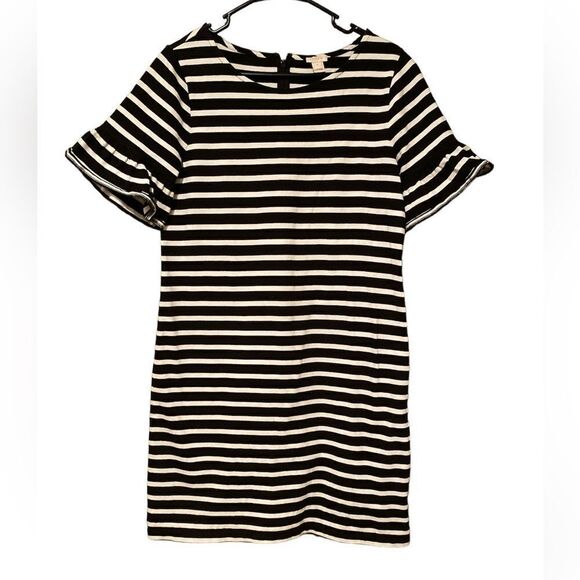 J Crew Striped Dress Size Small Black and White T Shirt Dress - Picture 1 of 7